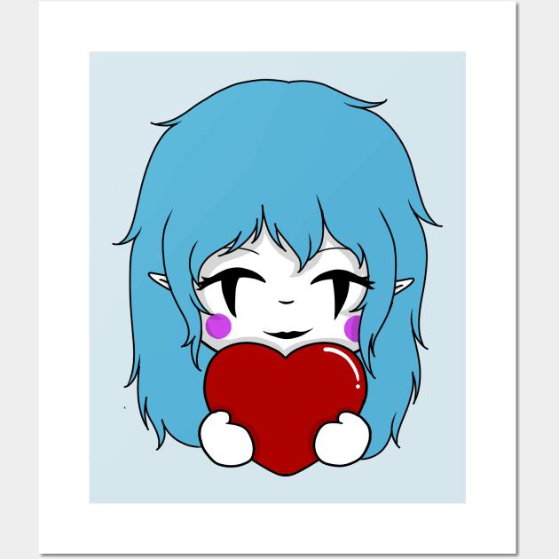 candy cane valentine chibi Wall Art by LillyTheChibi